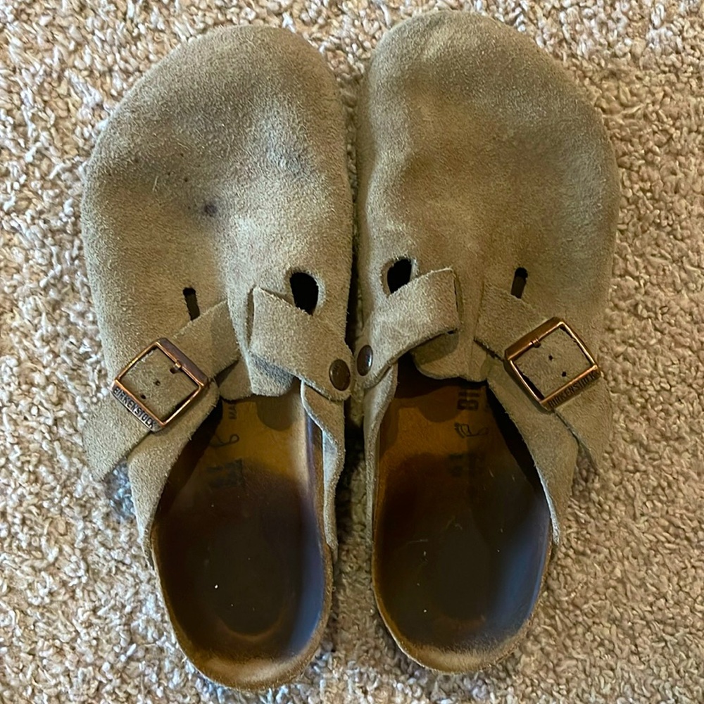 Birkenstock Suede Boston Clogs, Size 10